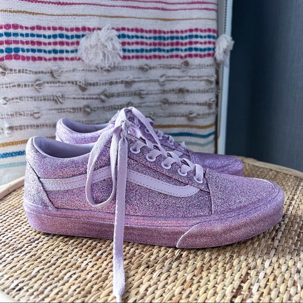 Vans Old Skool Lavender Glitter Low Top Sneakers Women’s 7 Men’s 5.5 - Picture 2 of 8
